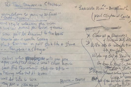 ボブ・ディランが手書きした3曲の歌詞がオークションに