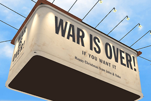 ジョン&ヨーコの「WAR IS OVER!」巨大ビルボードが都内にARで出現！