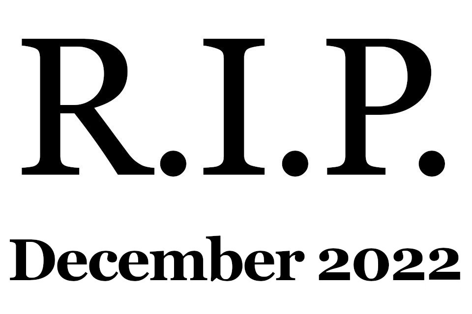 2022年12月に他界したミュージシャン及び音楽関係者