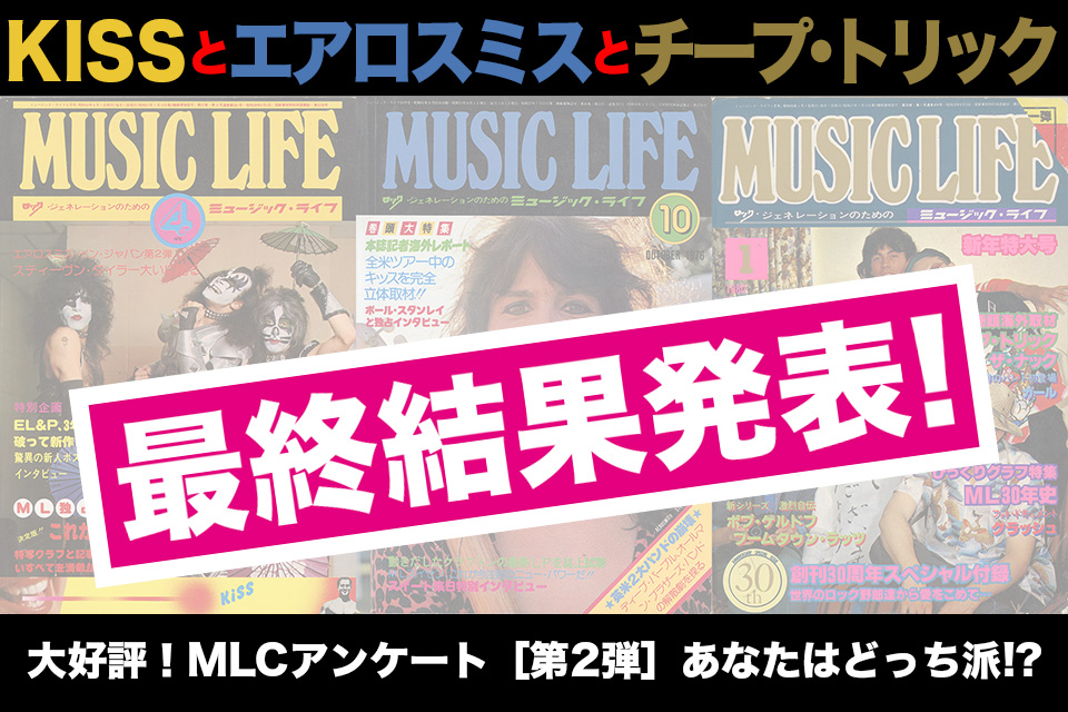 アンケート「KISSとエアロスミスとチープ・トリック」三者択一、最終結果発表！
