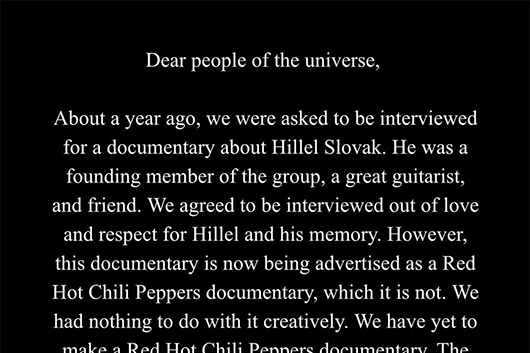 レッド・ホット・チリ・ペッパーズ、ネットフリックスで3月配信予定のドキュメンタリーへの関与を完全否定