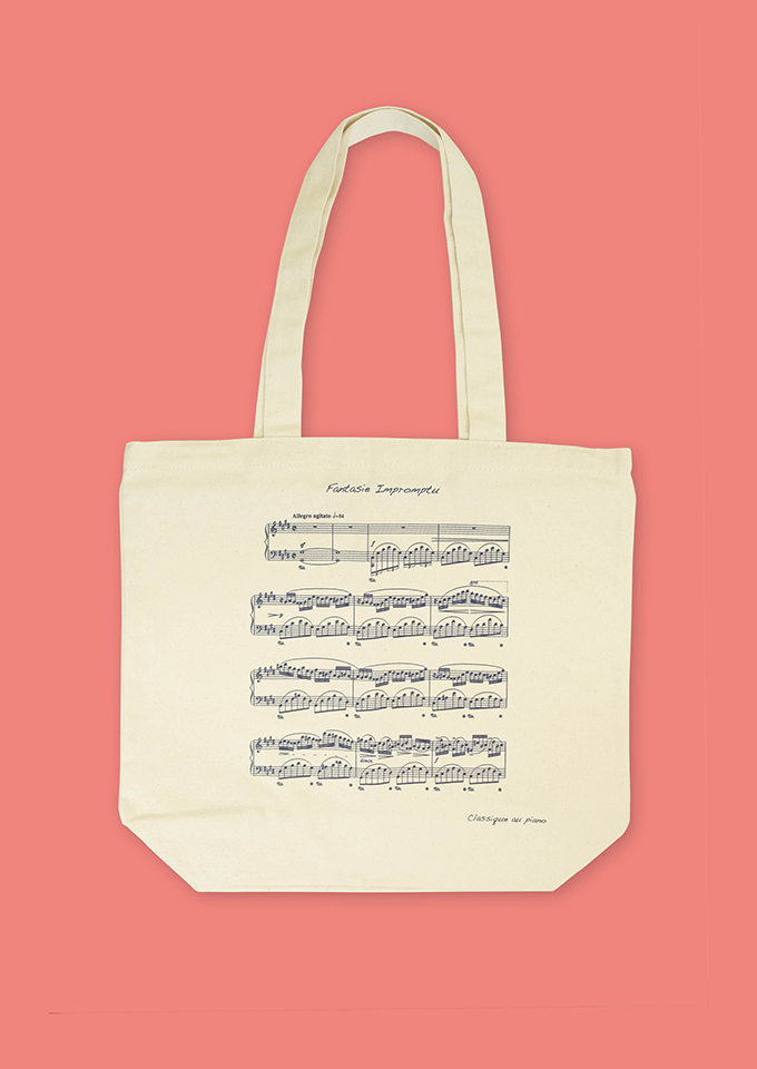 SERENDIPITY トートバッグとスカーフ(sanctuary楽譜) アパレル・ブランド「Classique au piano」新商品の楽譜用トートバッグ