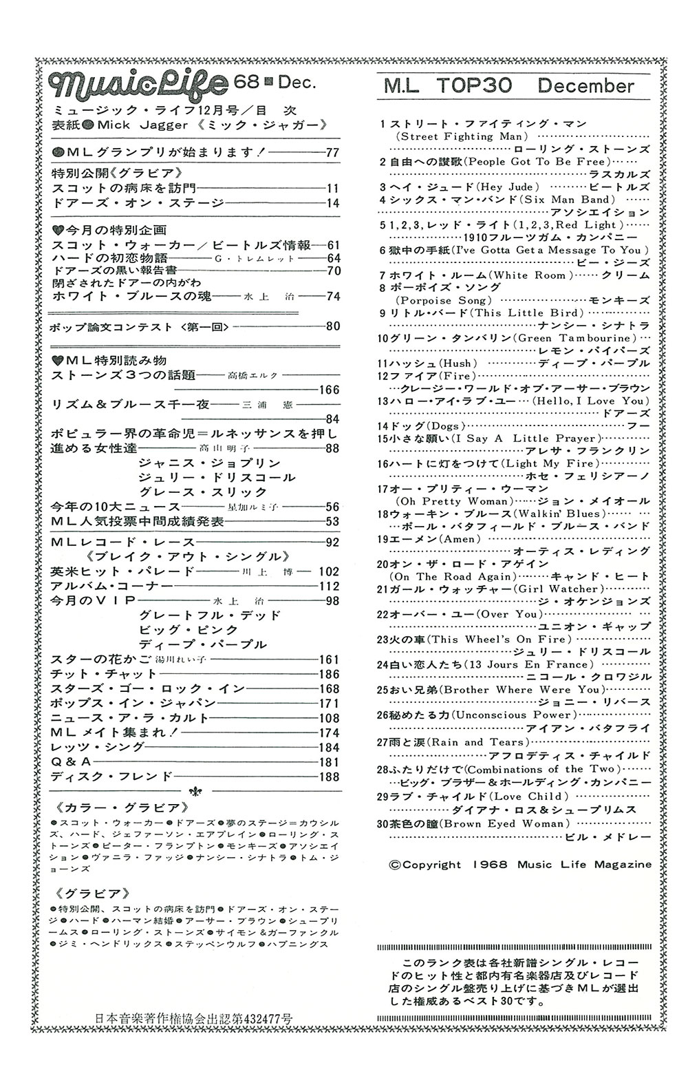 希望ライフ 1968年 5月号 1968年12月号 | ML GALLERY-1968年 | MUSIC LIFE CLUB